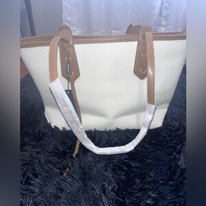 Elegant off white and brown Tote Bag